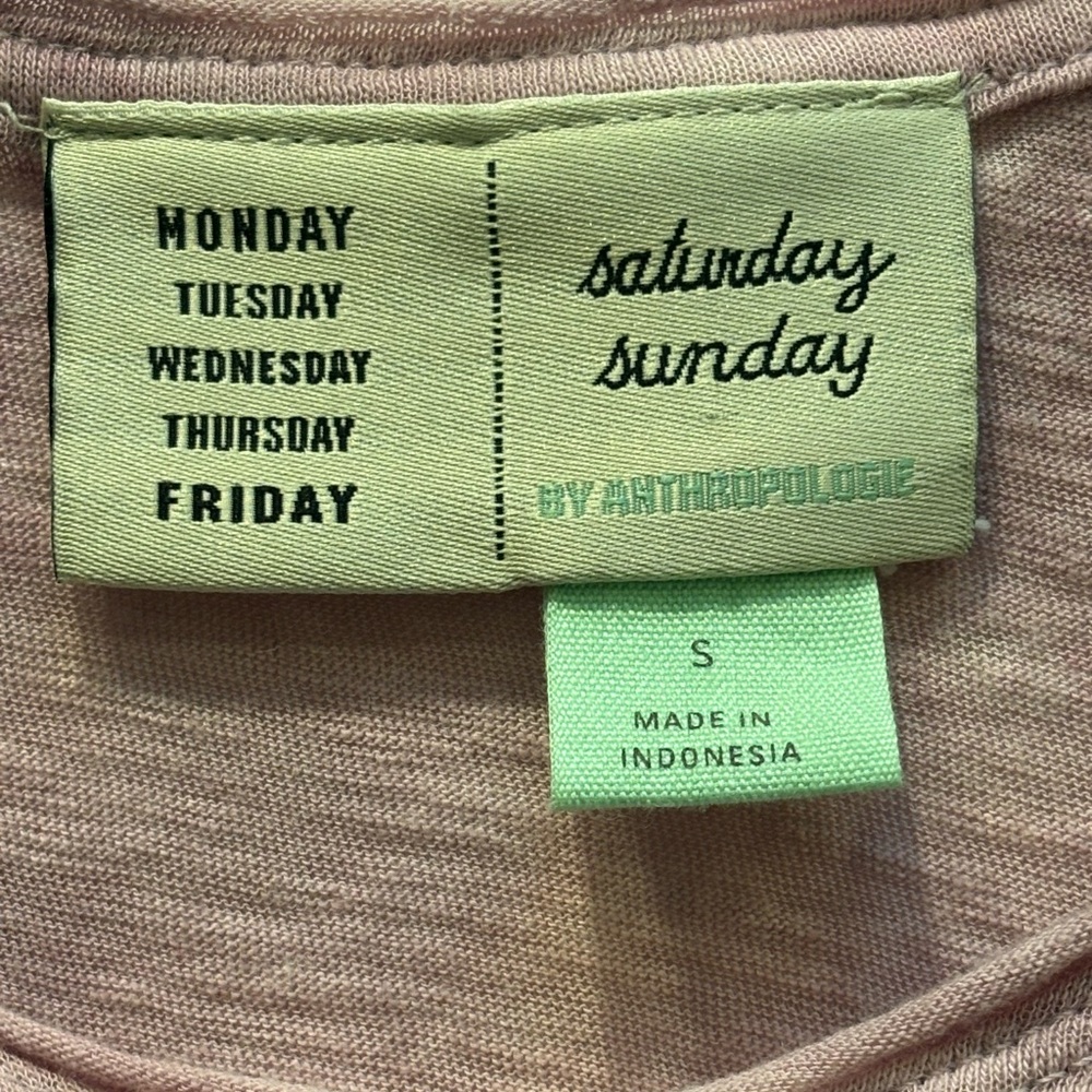 Anthropologie Saturday Sunday Pink Tie Dye Ruched Long Sleeve Top, Cotton Blend - Picture 4 of 6